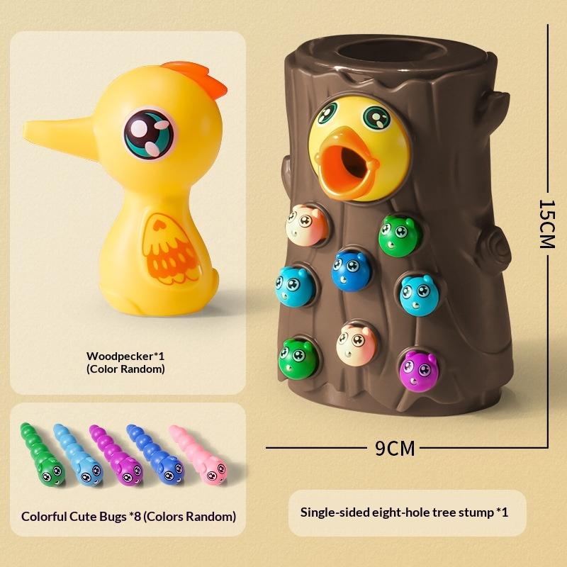 Children'S Woodpecker Toy, Educational Early Childhood Fishing And Insect Catching Game, Magnetic Montessori Magnetic Toy