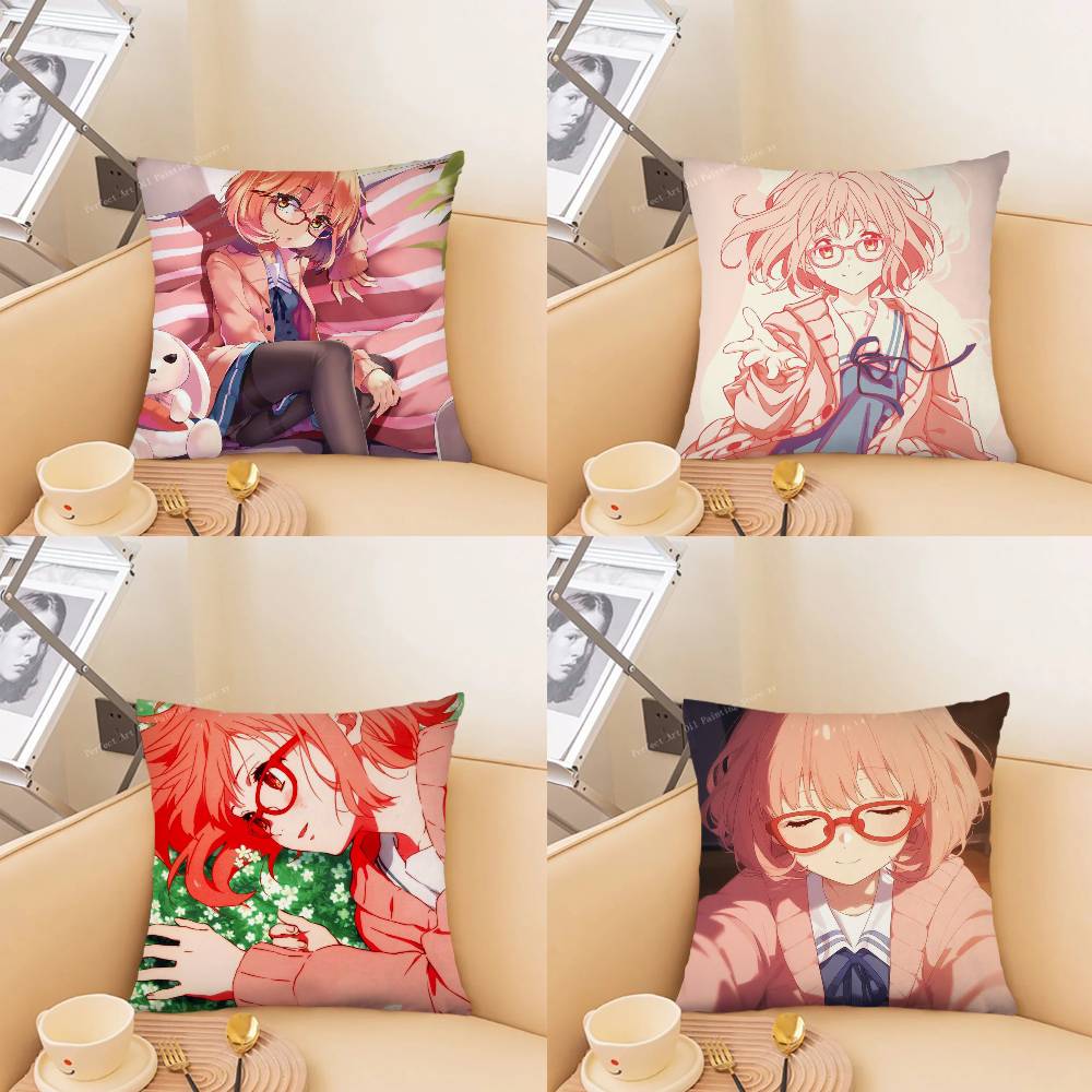 Kuriyama Mirai Animation Kyoukai No Kanata Pillow Case Fashion Square Pillowcase Bedroom Sofa Room Ins Decoration Leisure