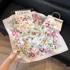 Silk scarf women's spring and autumn decoration versatile ins simple style striped square scarf streamer simulation silk fashion scarf scarf scarf
