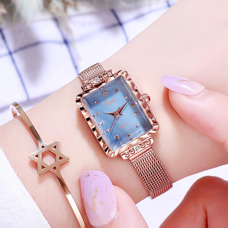 GEDI Minimalist Square Mesh Band Women's Waterproof Quartz Watch