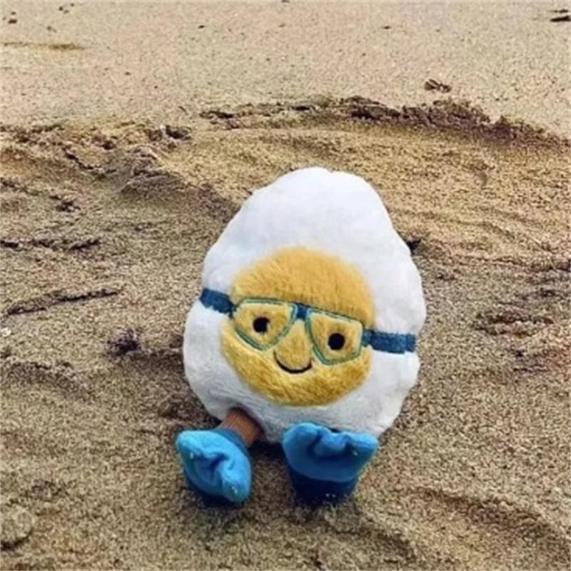 

Плюшевая игрушка-брелок «Яйцо вкрутую для дайвинга», мультяшный кулон в виде пружинного яйца, мягкая набивная кукла, кольцо для ключей от машины, украшение для рюкзака, подарок для ребенка