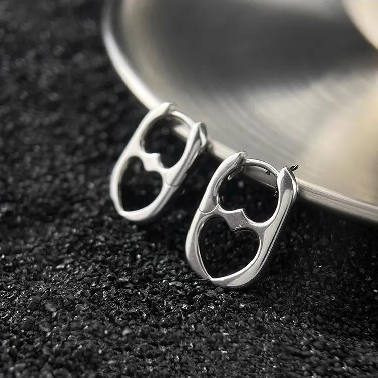 Silver Color Hollow Heart Hoop Earrings for Women Girls Personality Korean Wedding Party Birthday