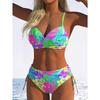New Two-piece Swimsuit Europe, America, Digital Printing High-waisted and Thin Bikini Swimsuit Women
