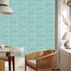 Polynesian Geometric Pattern Wallpaper in Sea and Turquoise 50x1000