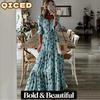 Women's Fashion Summer Spring V-Neck Long Sleeve Casual Dresses
