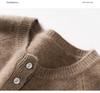 Autumn/Winter Women's Cashmere Knit Slimming Round Neck Button Sweater