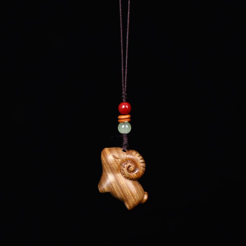 1/3Pcs Goat Sandalwood Keychain Hanging Key Chain Wood Carving Pendant Textured Animal Keyring Accessory For Parties Keys