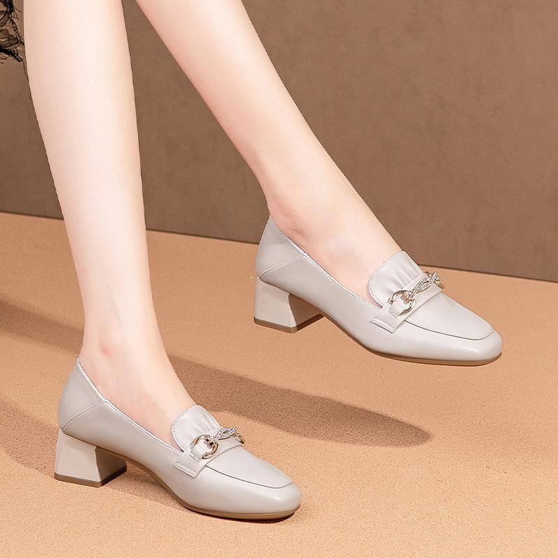 

Модные женские туфли-лодочки Модные классические туфли из мягкой кожи на толстом высоком каблуке с квадратным носком Белые черные свадебные туфли Элегантные удобные 36(Foot23cm)