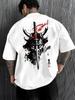Unisexs 100 Cotton Tshirt Summer Loose Breathable and Comfortable Samurai Ghost Face Print Casual Shortsleeved Shirt