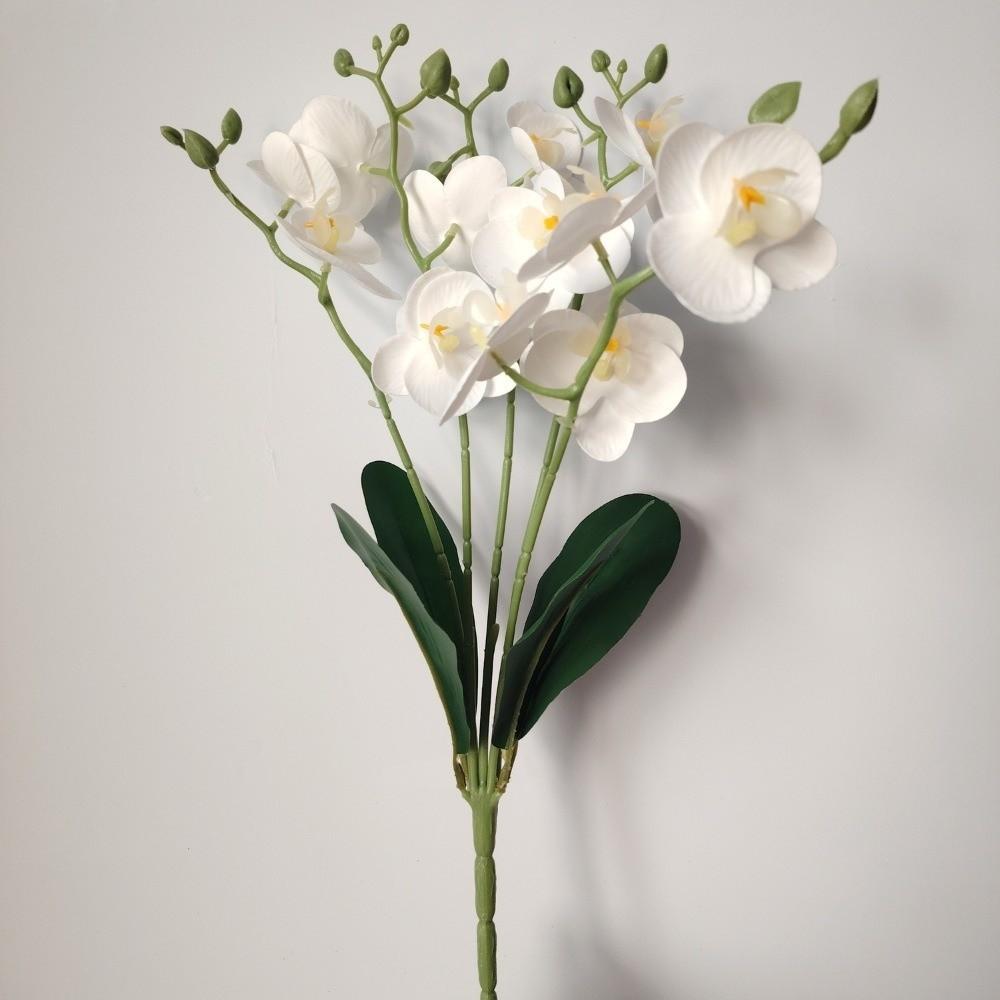 Lifelike Simulation Orchid Flowers 5 Heads Faux Phalaenopsis Fake Flower  Outdoor Garden Decor