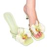 2025 Summer New Square Head Female Flower Slippers High Heels European and American Style Beautiful Color Thin Heel Fashion Fairy Cool Slippers