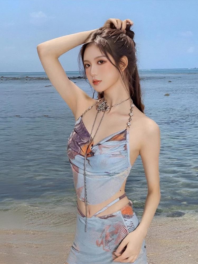 Women's 2025 Push-Up Bikini Set: Three-Piece Swimsuit with Long Skirt, Underwire Support, Beach & Resort Wear.