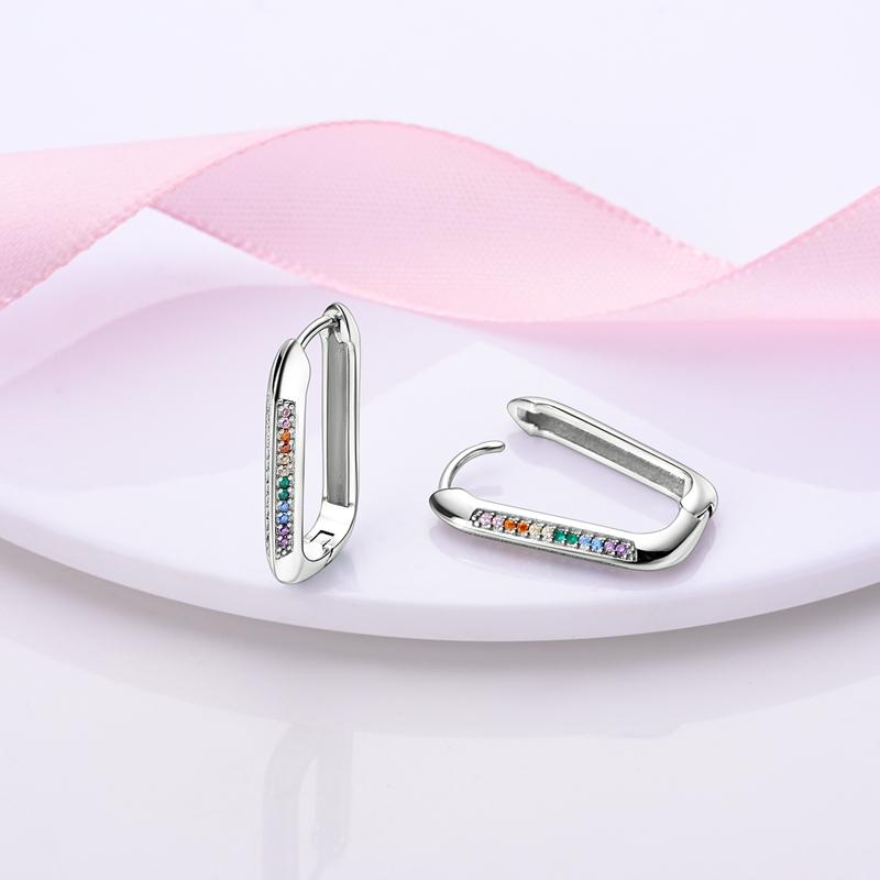 New 925 Silver Earrings Crystal Me Pave Circular U-shape Stars Hoop Earring For Women Making Jewelry Gift