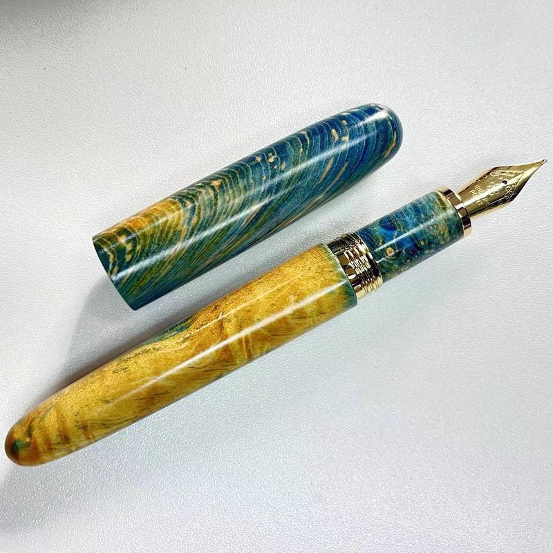 Handmade LacquerJinhao Pattern Stabilized Wood Fountain Pen Long Knife Nib Ink Pen School Office Supplies Students Writing Gift