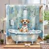 Funny Cat, Dog Shower Curtains with Hooks Home Decoration for Funny Bath Animal Bathroom Curtain Polyester Fabric Bath Curtain