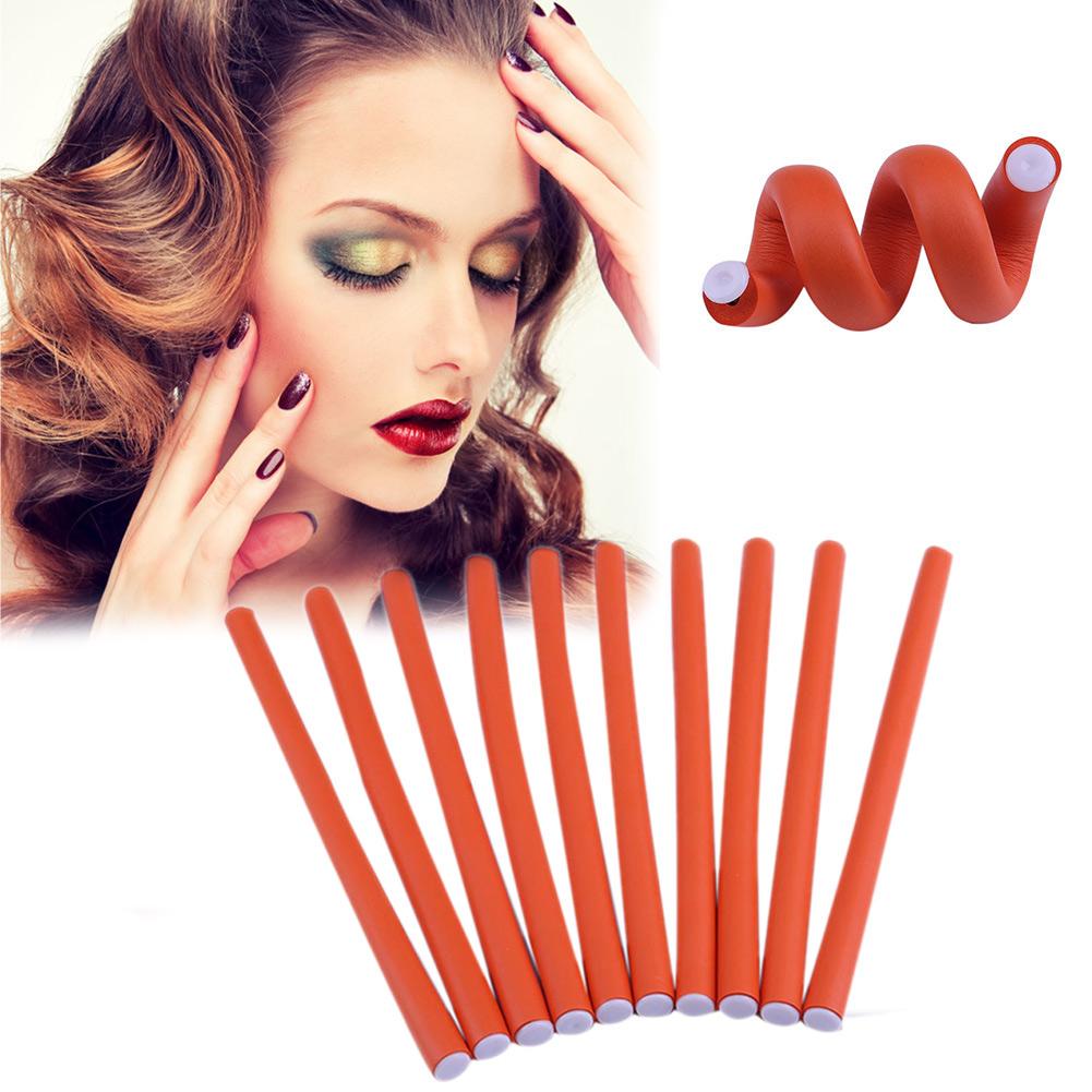 10pcs Hair Curling Curler Magic Air Hair Rollers Soft Foam Bendy Twist Magic Flexi Rods Styling Hair Sticks Tool Random Color