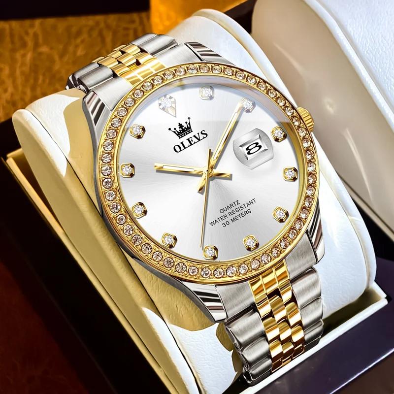 OLEVS Herrenuhr Original Luxus Klassisch Quarz Armbanduhr Uhr für Mann Wasserdicht Leuchtend Datum Herrenuhr
