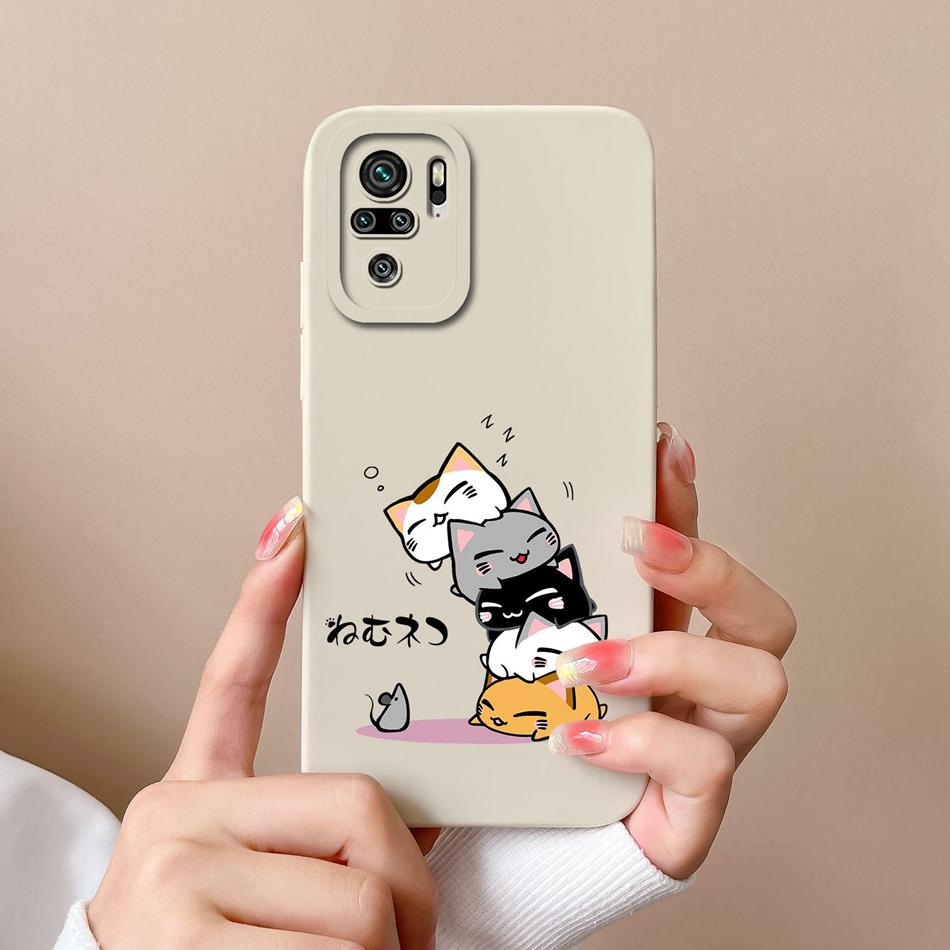 For Redmi Note 10 10T 10S Phone Case Cartoon Liquid Silicone Full Coverage Anti Drop Bumper For Xiaomi Redmi Note10 10 S T Funda