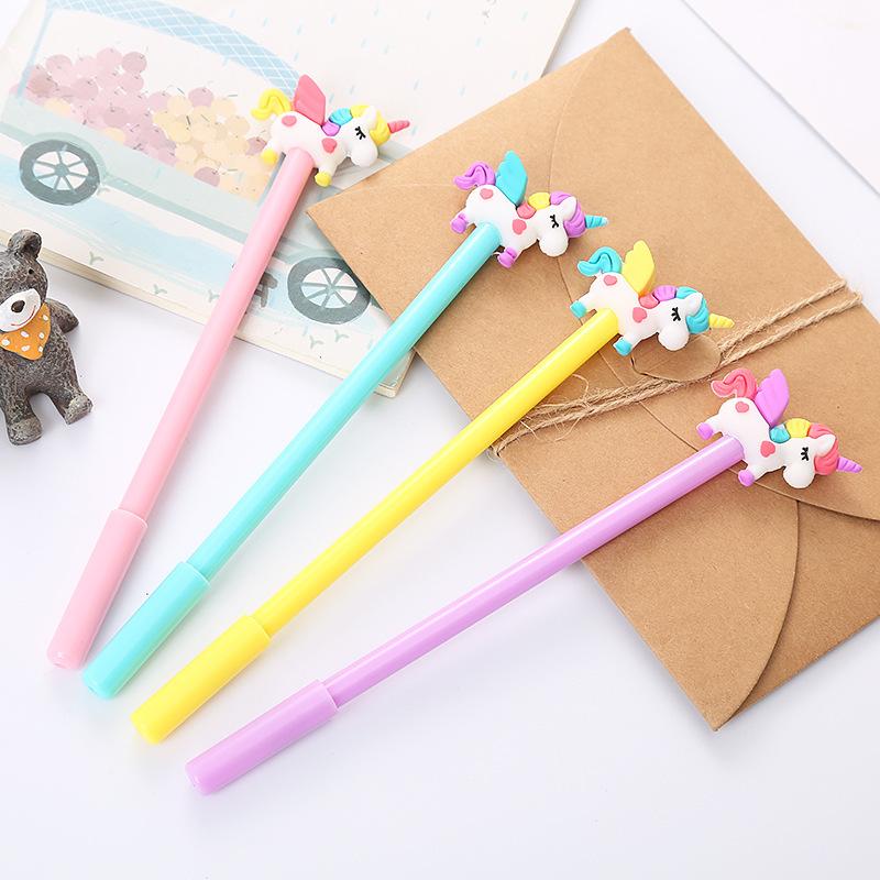 Back To School Season 10pcs 0.5mm Cartoon Unicorn Neutral Pen Creative Study Stationery Exam Black Water-based Pen Cute
