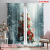 2pcs,2D Plane Printing Curtain Popular Christmas Tree Snowy Forest Scenery 100% Polyester (without Rod) Home Decor Ldeal for