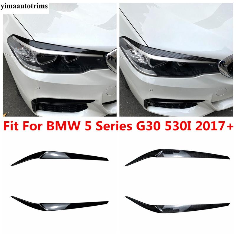 ABS Carbon Fiber / Black Car Front Headlight Lamp Eyebrow Sticker Trim Decor Accessories For BMW 5 Series G30 530I 2017 -