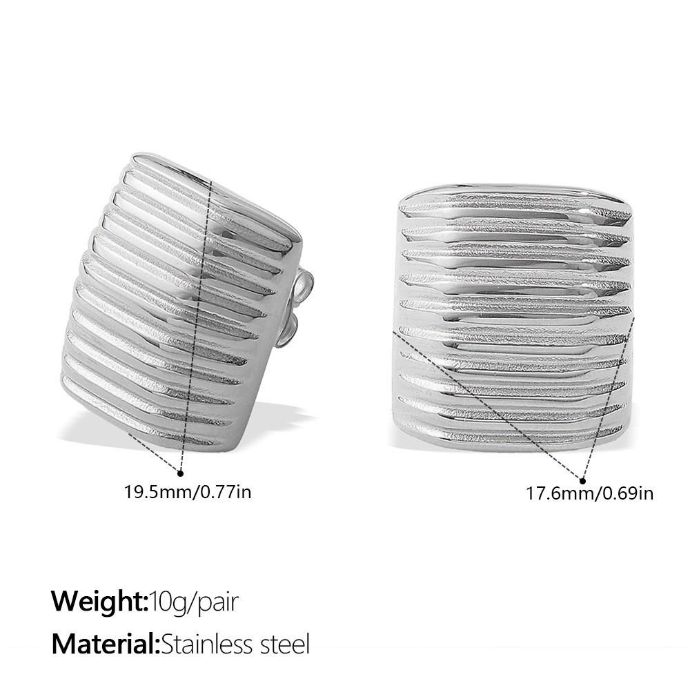 Преувеличенные Серьги-Гвоздики из Нержавеющей Стали в Квадратную Полоску в Ретро-Стиле - Европейский и Американский Дизайн для Женщин