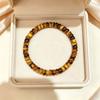 Womens Natural Yellow Tiger Eye Stone Beaded Bracelet Single Round Simple Vintage Jewelry