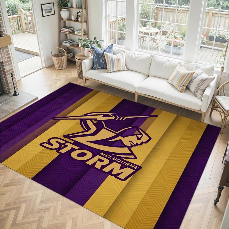 Melbourne Storm Design Crystal Velvet Carpet Cozy Non?Slip Printed Rug For Bedroom Living Room Entrance