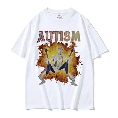 Tricou Meme Schelet Autism Umoristic Craniu Amuzant Bărbați Femei Modă Harajuku Tricou Casual Bumbac Tricouri de Înaltă Calitate Streetwear