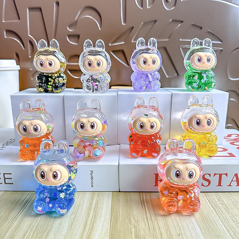 Cartoon Cute Labubu Quicksand Ornaments Car Ornaments DIY Home Decoration Gifts