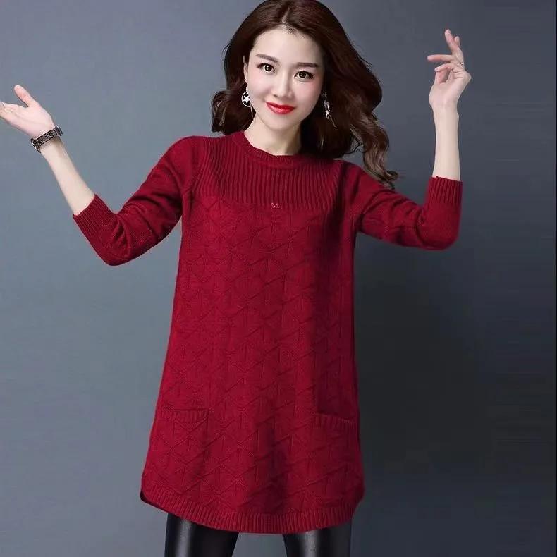 Women Autumn Long Pullover Sweater Long-Sleeved Bottoming Shirt Knitwear Sweaters Lady Tops