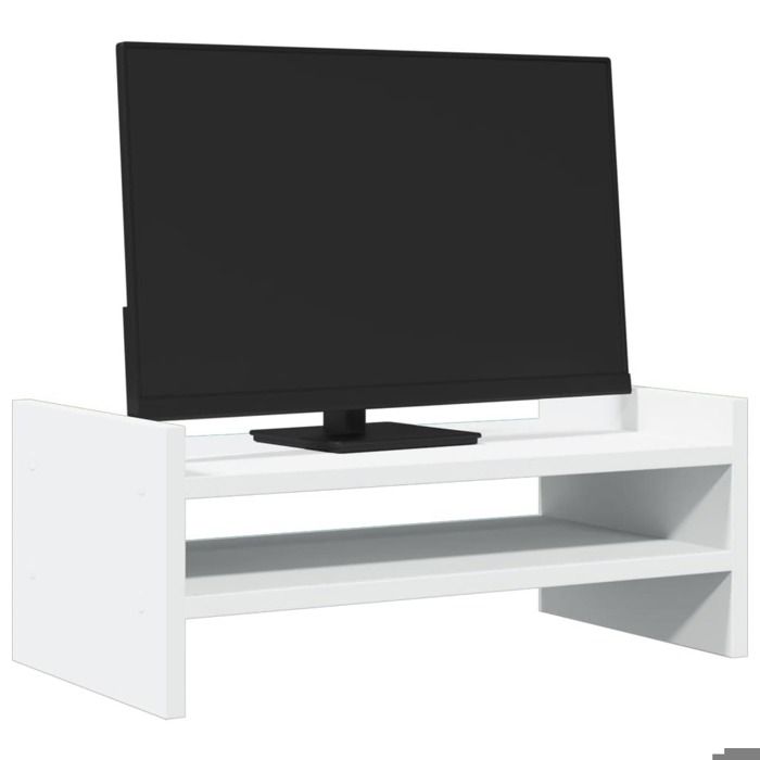 Support de moniteur - vidaXL - 50x27x20 cm - Bois d'ingénierie - Blanc - Ergonomique