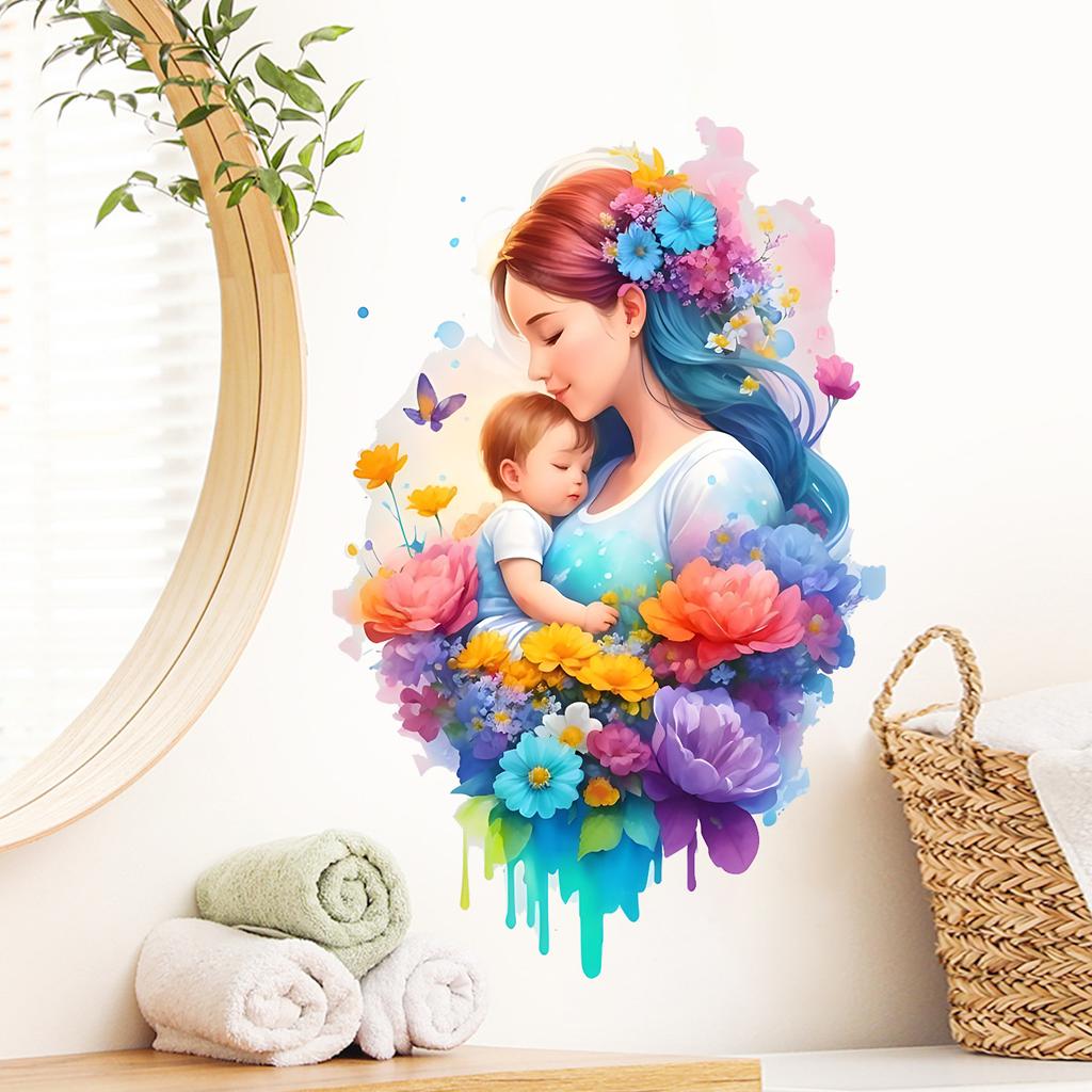 Tender Mother Wall Sticker Self-Adhesive Removable PVC for Bedroom Living Room Hallway Home Decor Art