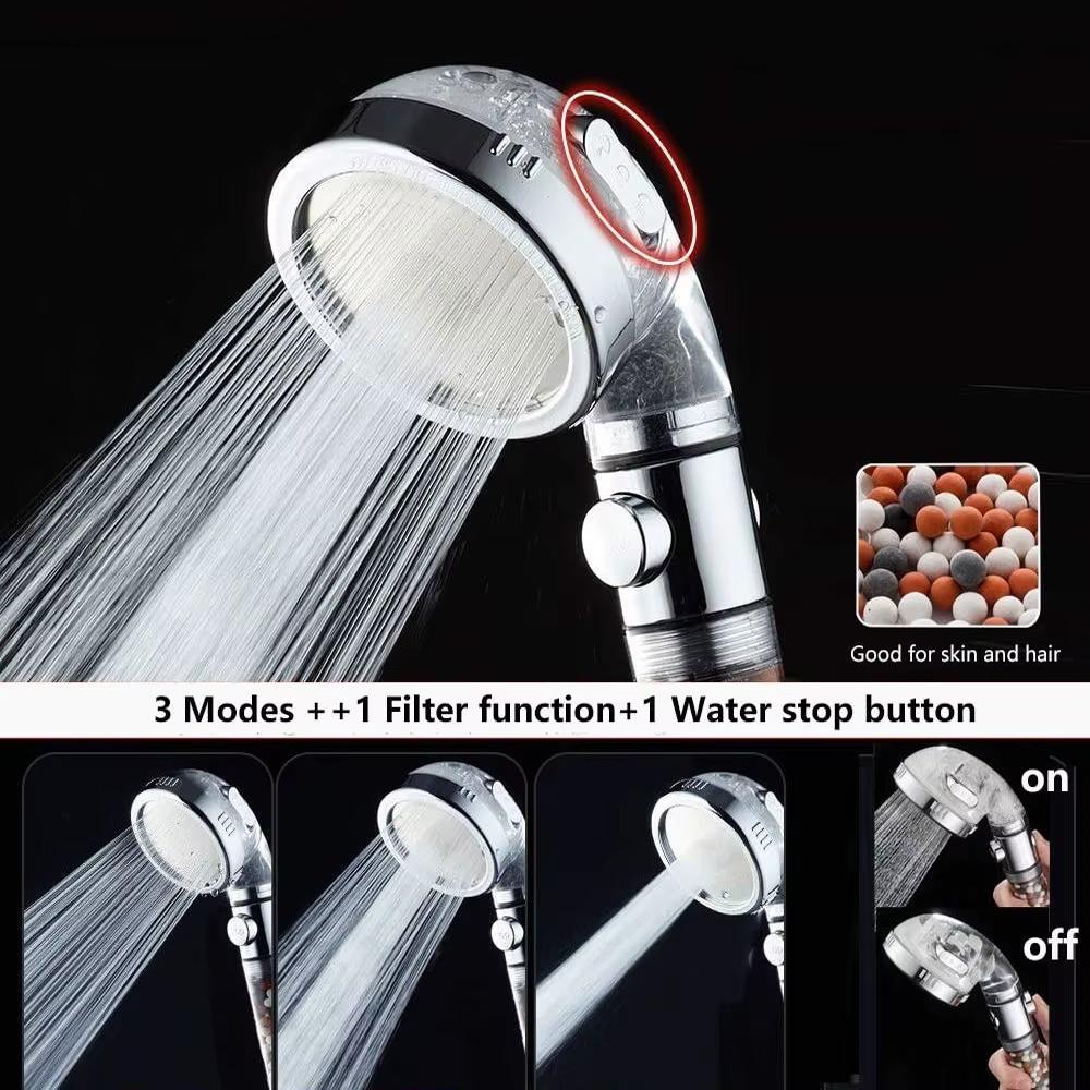 New 3 Modes Shower Head High Pressure Handheld SPA Showerheads with On/Off Switch Adjustable Bathroom Accessories Saving Water