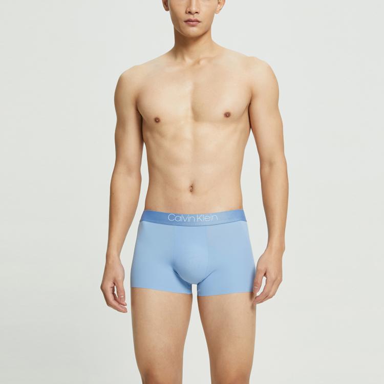 Calvin Klein Black Label SS22 Seamless Silicone Letter Logo High Elastic Cool Feel Boxer Briefs Men underwear Blue NB3098-C13