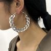 Exaggerated Creative Earrings Women, Personalized Punk Big Circle Earrings Thick Chain Earrings
