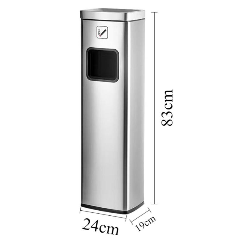 Vertical Ashtray Trash Can Elevator Entrance Trash Bin Large Capacity Stainless Steel Litter Bins Luxury Rectangular Dustbin