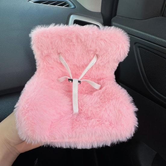 Autosedačka pro panenky Dekorativní sedačka na pohovku s chlupatým polštářem a opěrkou hlavy pro ozdobu do mřížky ventilace auta k vystavení panenky hračky