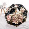 Stylish Floral Embroidery Automatic Folding Umbrella Compact Lightweight For Outdoor Adventures T126