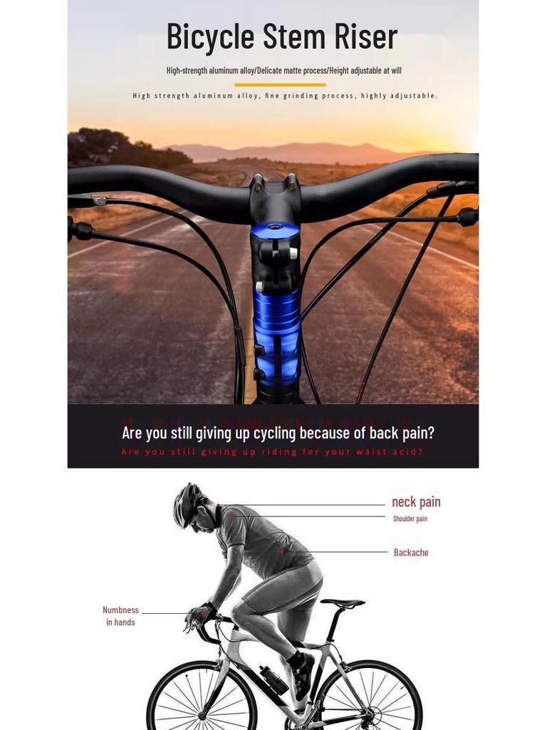 Justerbar terrengsykkelstyrefremspring og styreforhøyer