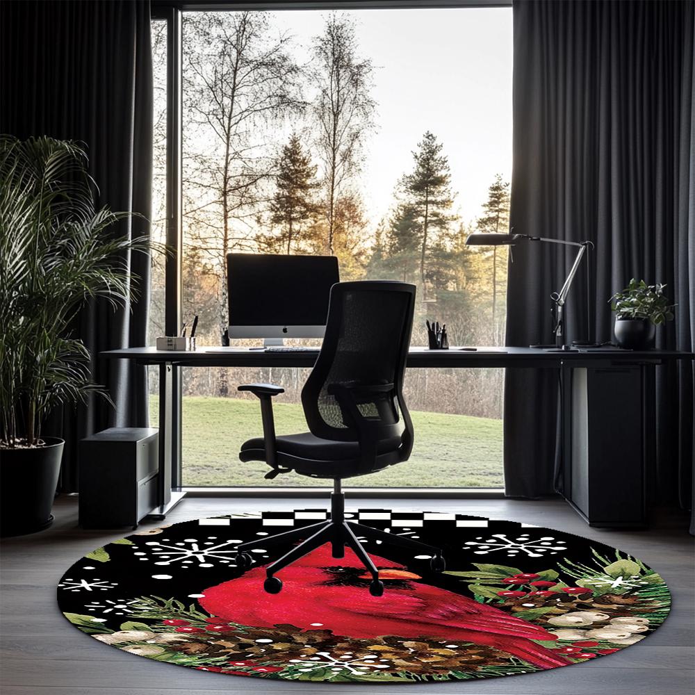 Christmas Printed Round Rug Carpet Chair Rug Area Rug Entryway Doormats,for Office Chair Living Room Bedroom Kitchen Room.