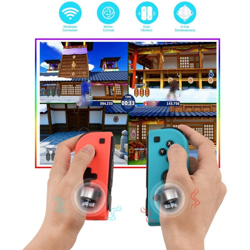TechKen Switch Joycon Controller for Nintendo Switch Console, Wireless L/R Remote Gamepad Joystick Dual Shock Replacement for Joy Con(Neon R
