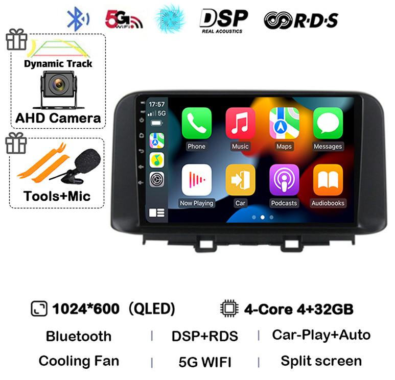 Android 14 Carplay Auto Car Radio Stereo For Hyundai Encino Kona 2018 2019 2020 2021 2022 GPS Multimedia Video Autoradio Player