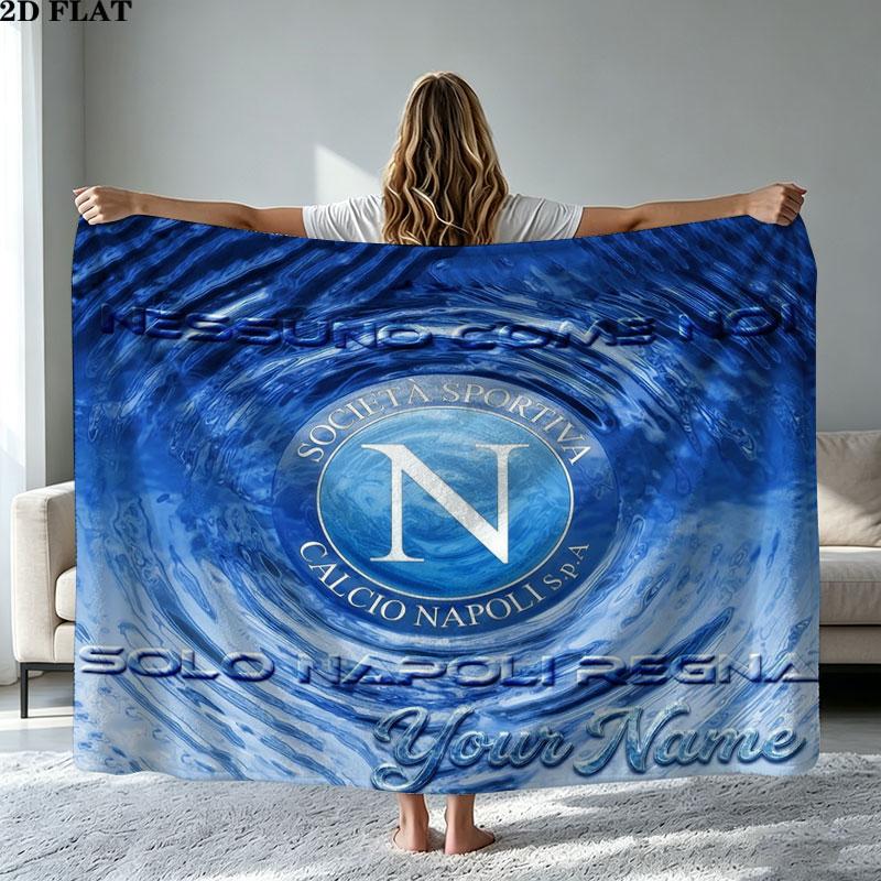 1PC SSC Napoli Custom Name Patterned Flannel Blanket Suitable For All Seasons for Home Decor Warmth and Comfort Gifts Holiday Present