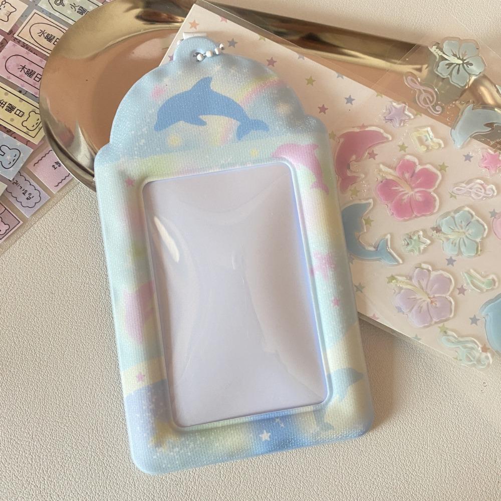 

Fashion 3 inch Kpop Photocard Holder Mini Flowers Idol Photo Frame PVC Gift Card Holder синий