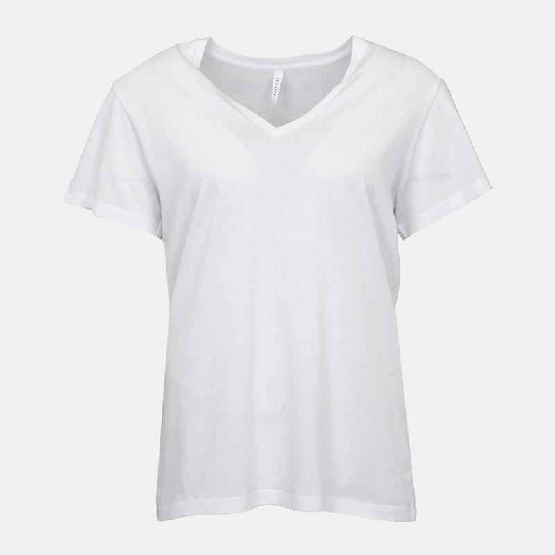 Basic Cotton V-neck T-shirt with Short Sleeves Woman ICON