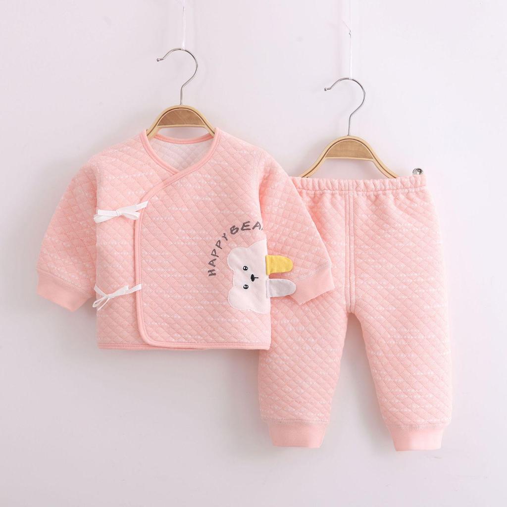 Three-Layer Warm Baby Pajama Set: 0-3 Month A-Class Cotton Monk Suit (Two-Piece)