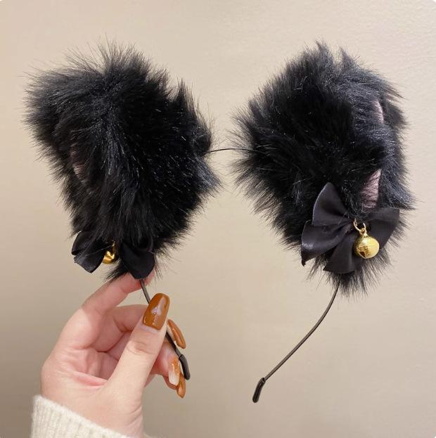 Internet Celebrity Sexy Lace Bell Cat Ear Hoop Women's Personality Anti-slip Pressure High Skull Top Card Headwear