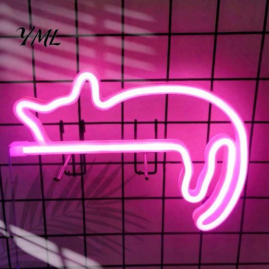 Neon Cat Wall Light LED Sign Sconce for Bedroom Decor, Cute Cartoon Animal Lighting Light, Energy Saving Decorative Lamp Living Room And Party