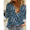 Women'S Fashion Printed Long Sleeve Collared Shirt